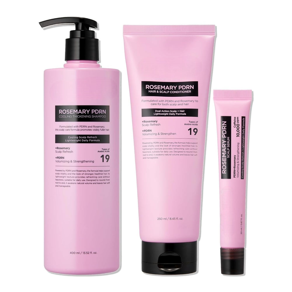 Rosemary PDRN Hair and Scalp Care Set with Thickening Shampoo, Conditioner and PDRN Stick
