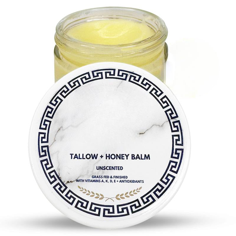 Grass-Fed Tallow & Honey Balm Vitamins A, D, E & K Skin-Nourishing Unscented Formula