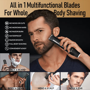 Electric Groin Hair Trimmer for Men, Dual Heads Waterproof Ceramic