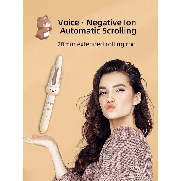 Automatic Curling Stick Electric Rotating Hair Curler 32mm with Adjustable Heat Settings