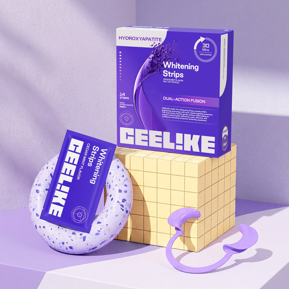 CEELIKE nHAP-Pro Whitening Strips with Nano-Hydroxyapatite Dual-Action Brightening Care
