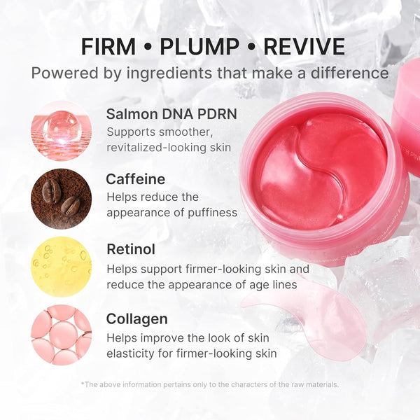 PDRN Pink Caffeine Collagen Eye Patch for Puffiness and Dark Circles
