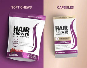 Hair Growth Accelerator Biotin Supplement featuring Zinc and Veggie Caps & Soft Chews