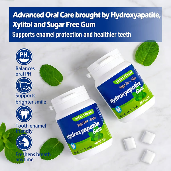 Sugar Free Gum with Hydroxyapatite & Xylitol for Fresh Breath, Mint