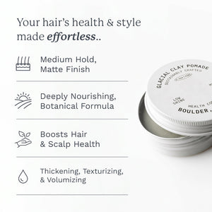Glacial Hair Clay Pomade with Shea, Medium Hold, Low Shine