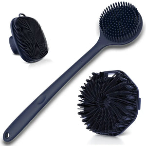 Silicone Bath Brush Set, Exfoliating Face, Back & Body Scrubber