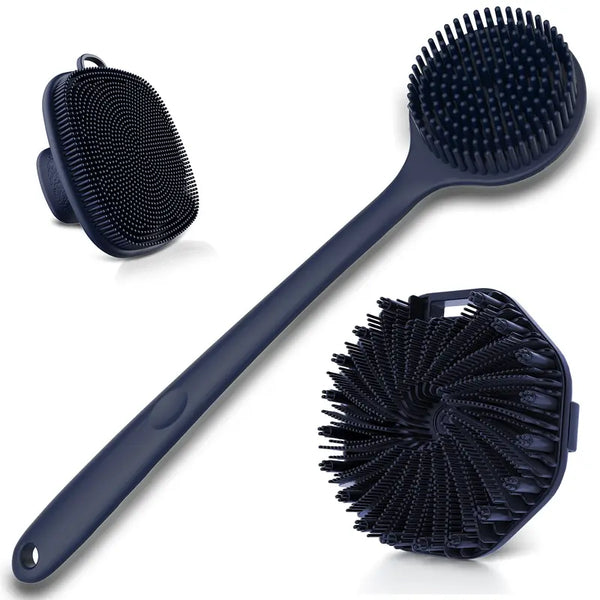 Silicone Bath Brush Set, Exfoliating Face, Back & Body Scrubber