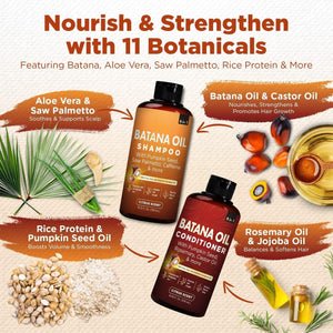 Batana Oil Shampoo & Conditioner Bundle with Biotin, Caffeine and Rosemary