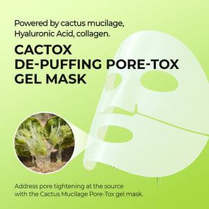 Cactox De-Puffing Pore Tox Mask Set with Caffeine for Puffiness and Pores