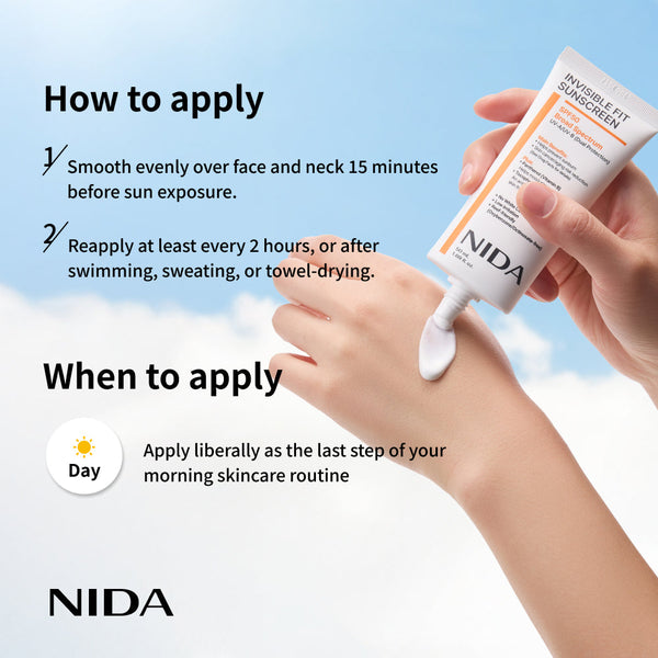 NIDA Invisible Fit Sunscreen SPF 50 for Face & Body – Lightweight UV Protection