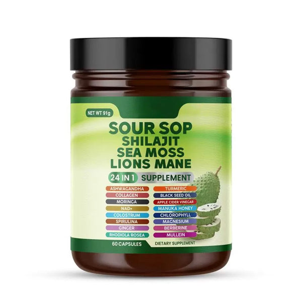 Soursop Wellness Supplement 24-in-1 — Sea Moss, Black Seed Oil & Turmeric