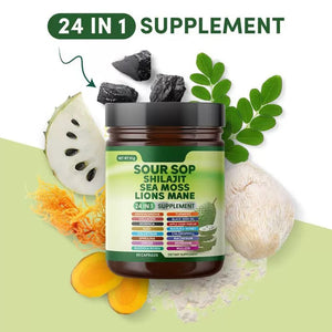 Soursop Wellness Supplement 24-in-1 — Sea Moss, Black Seed Oil & Turmeric