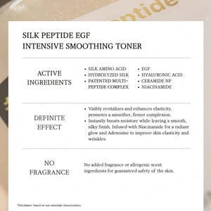 Silk Peptide EGF Smoothing Toner for Hydration, Fine Lines and Glow