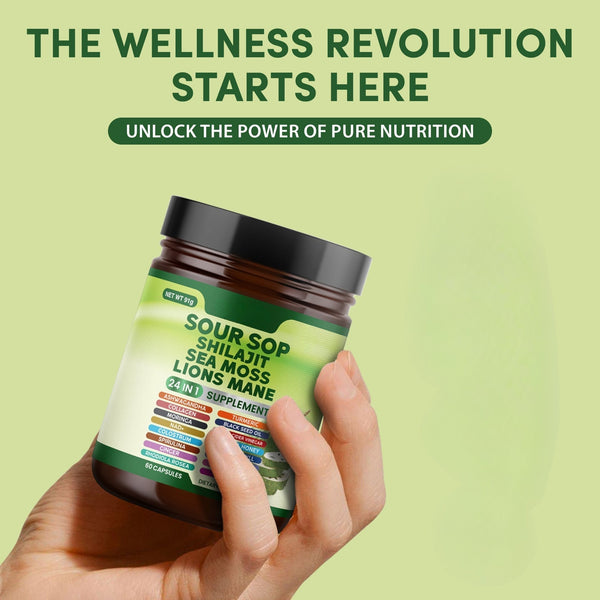 Soursop Wellness Supplement 24-in-1 — Sea Moss, Black Seed Oil & Turmeric