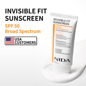 NIDA Invisible Fit Sunscreen SPF 50 for Face & Body – Lightweight UV Protection