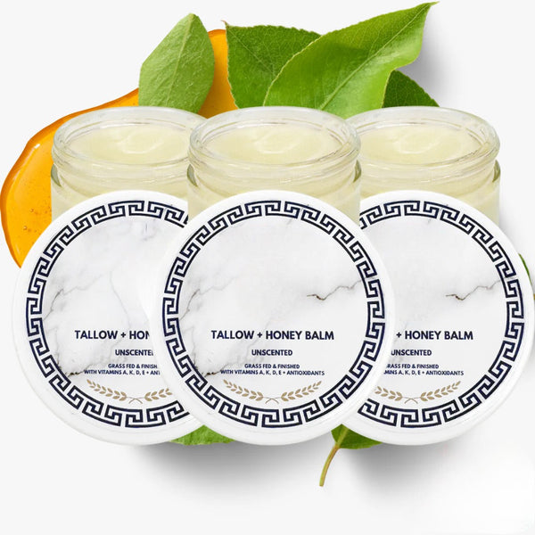 Grass-Fed Tallow & Honey Balm Vitamins A, D, E & K Skin-Nourishing Unscented Formula