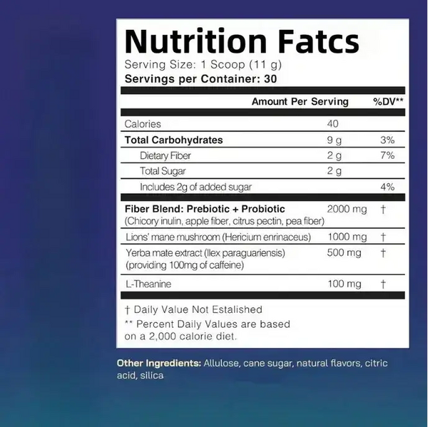 Yerba Mate Instant Tea Powder Lion's Mane, L-Theanine & Probiotics