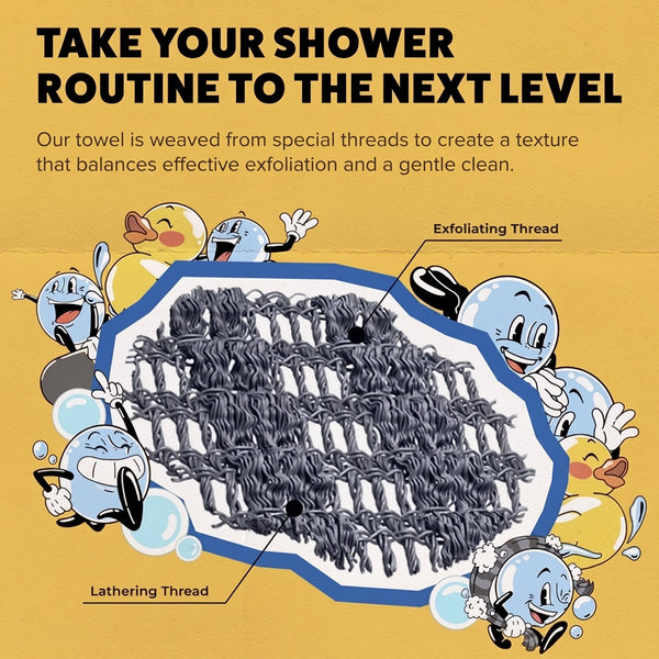 Exfoliating Shower Bath Towel, Rip-Resistant Body Scrubber, Japan