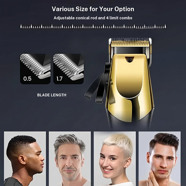 Professional Three-Piece Hair Clippers Set for Men, USB Rechargeable