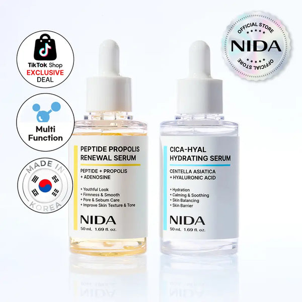 NIDA Hydrating Renewal Serum Duo with Centella, Hyaluronic Acid, Peptides