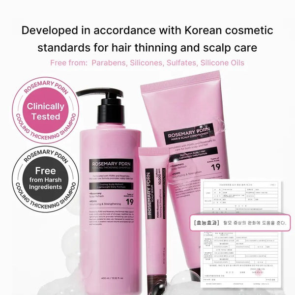 Rosemary PDRN Hair and Scalp Care Set with Thickening Shampoo, Conditioner and PDRN Stick