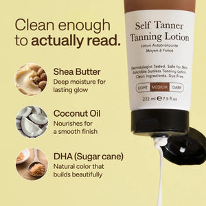 Self Tanner Body Lotion with Coconut Oil and Shea Butter, Streak-Free