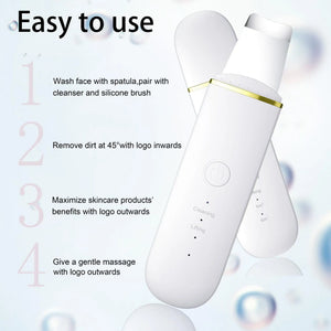 Rechargeable Ultrasonic Skin Scrubber with Vibration Massage, USB