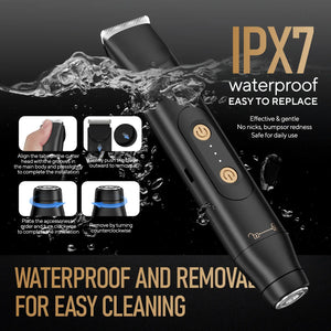 Electric Groin Hair Trimmer for Men, Dual Heads Waterproof Ceramic