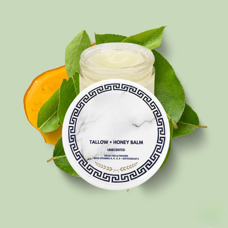 Grass-Fed Tallow & Honey Balm Vitamins A, D, E & K Skin-Nourishing Unscented Formula