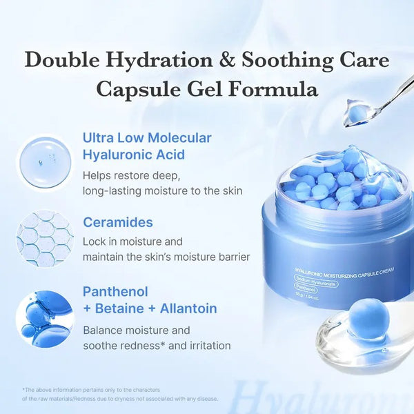 Hyaluronic Acid Capsule Cream Face Moisturizer for Hydration and Dewy Skin
