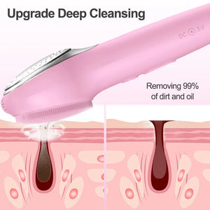 Electric Silicone Facial Cleansing Brush with Sonic Vibration, LED