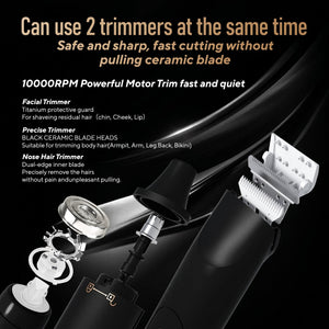 Electric Groin Hair Trimmer for Men, Dual Heads Waterproof Ceramic
