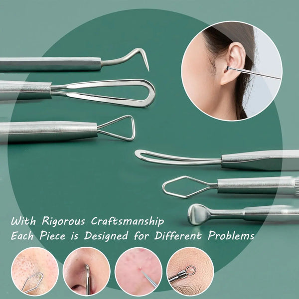 15pcs Blackhead Remover & Pore Extractor Kit, Stainless Steel