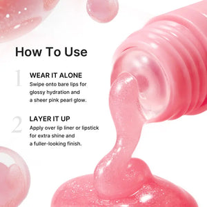 PDRN Peptide Glossy Lip Balm for Dry Lips, Fine Lines, Glass Skin Glow & Korean Skincare