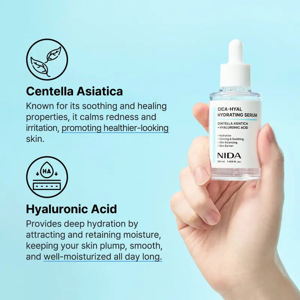 NIDA Hydrating Renewal Serum Duo with Centella, Hyaluronic Acid, Peptides