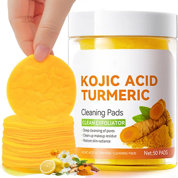 Kojic Acid Turmeric Cleansing Pads for Acne, Dark Spots and Hyperpigmentation