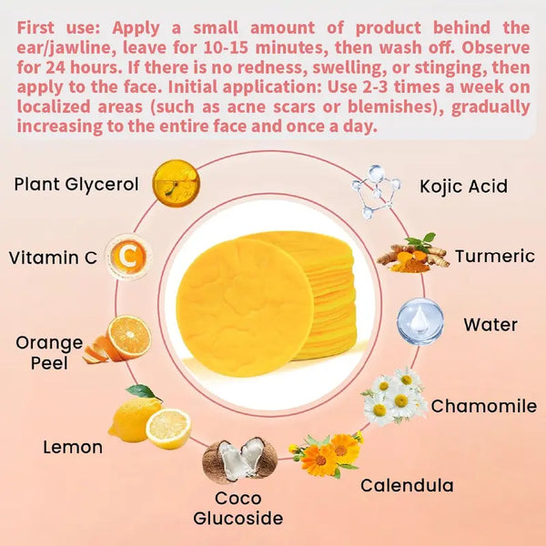 Kojic Acid Turmeric Cleansing Pads for Acne, Dark Spots and Hyperpigmentation
