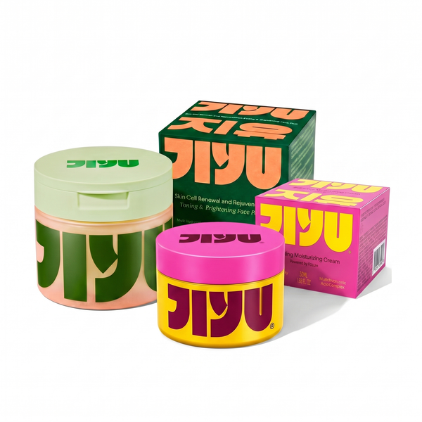 JiYu Anti-Aging Glow-Up Bundle with Renewal Toner Pads and NAD+ Moisturizing Cream