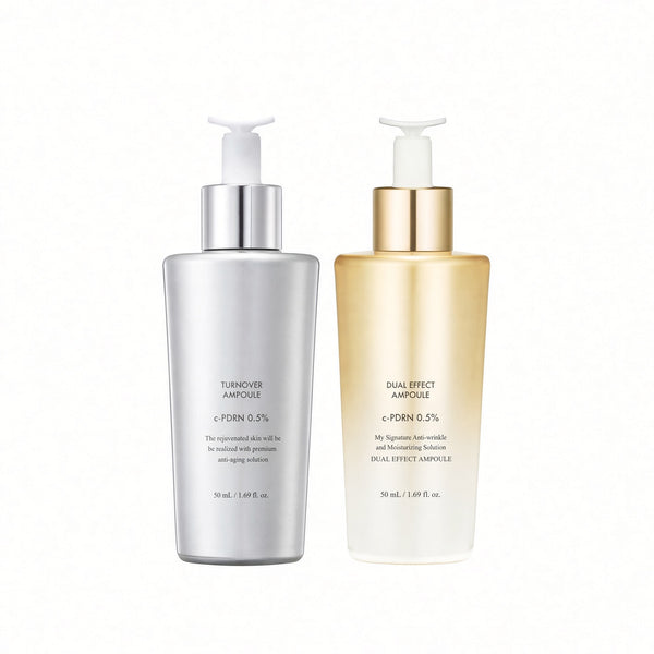 Turnover Ampoule & Dual Effect Ampoule Bundle with Eye Cream for Wrinkles, Elasticity, Uneven Skin Tone & Korean Skincare
