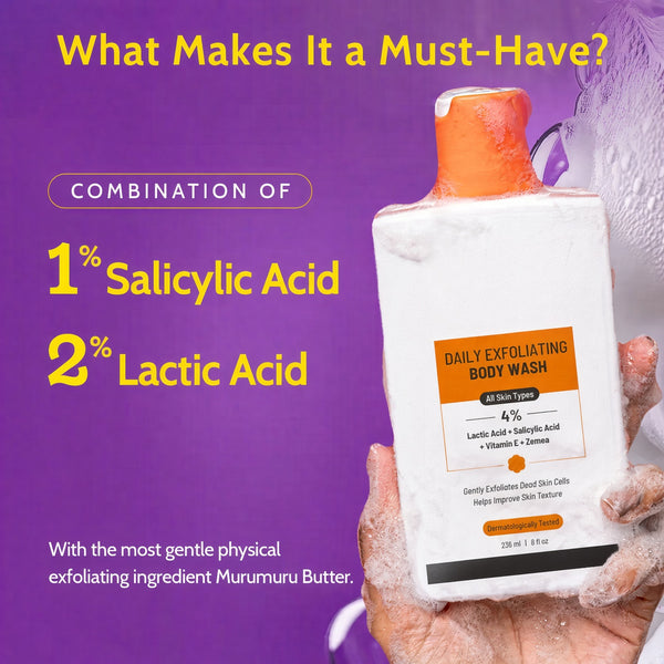 Gentle Exfoliating & Brightening Boost Body Wash Duo for Dark Spots, Strawberry Legs, Dull Skin & Rough Texture