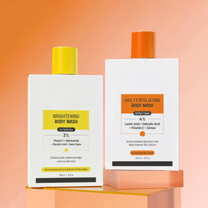 Gentle Exfoliating & Brightening Boost Body Wash Duo for Dark Spots, Strawberry Legs, Dull Skin & Rough Texture