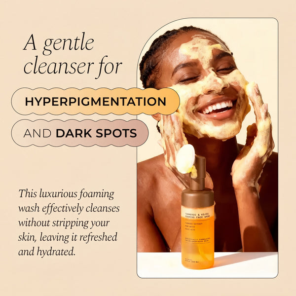 Turmeric and Kojic Foaming Face Wash for Hyperpigmentation, Dark Spots & Brightening