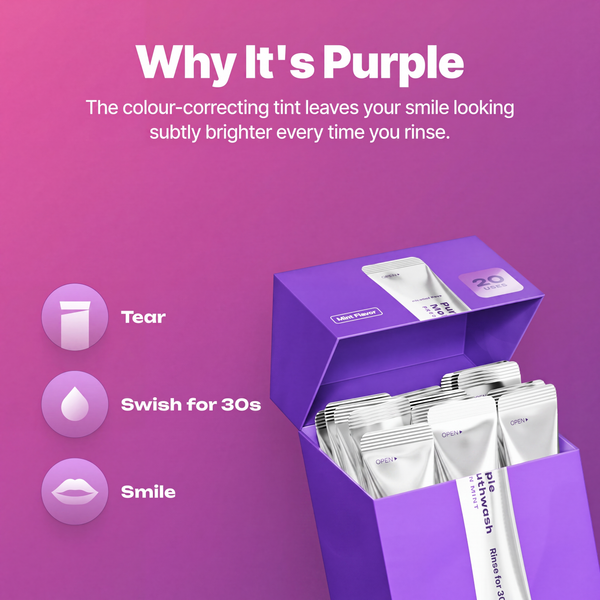Purple Mouthwash for Teeth Whitening, Yellow Tones & Fresh Breath