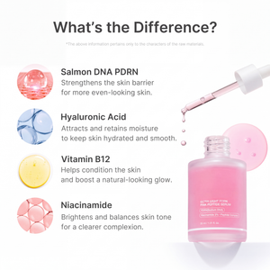 Ultra Light PDRN Pink Peptide Serum Korean Skincare for Hydration, Radiance and Elasticity