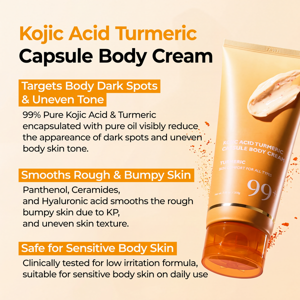 Kojic Acid Amber Face & Body Care Set with Turmeric for Dark Spots and Hyperpigmentation