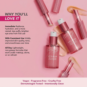 Let's Glow Fixer Elixir and Eye Balm Duo Korean Skincare with Hyaluronic Acid for Glow and Even Tone