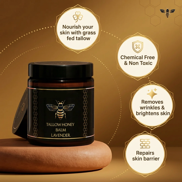Tallow Honey Balm for Dry Skin with Honey for Dry Patches, Rough Texture & Body Care
