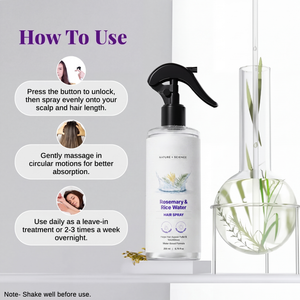 Rosemary Water and Rice Water Hair Spray for Frizz and Smoothness