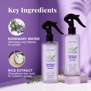 Rosemary Water and Rice Water Hair Spray for Frizz and Smoothness