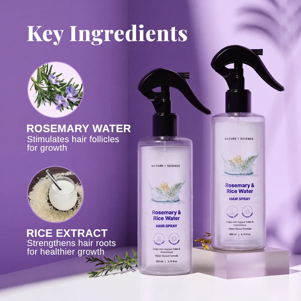 Rosemary Water and Rice Water Hair Spray for Frizz and Smoothness